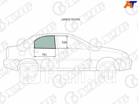 LANOS RD/RH - Стекло двери задней правой (XYG) Chevrolet Lanos (2002-2009) для Chevrolet Lanos (2002-2009), XYG, LANOS RD/RH