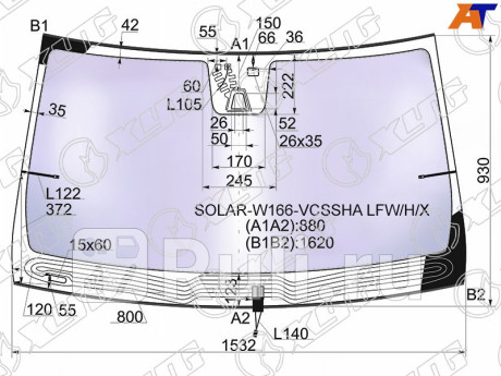 SOLAR-W166-VCSSHA LFW/H/X - Лобовое стекло (XYG) Mercedes W166 (2011-2015) для Mercedes ML W166 (2011-2015), XYG, SOLAR-W166-VCSSHA LFW/H/X